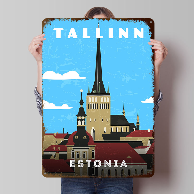 Travel Accessories For Europe - Estonia Retro Travel Poster Customized Vintage
