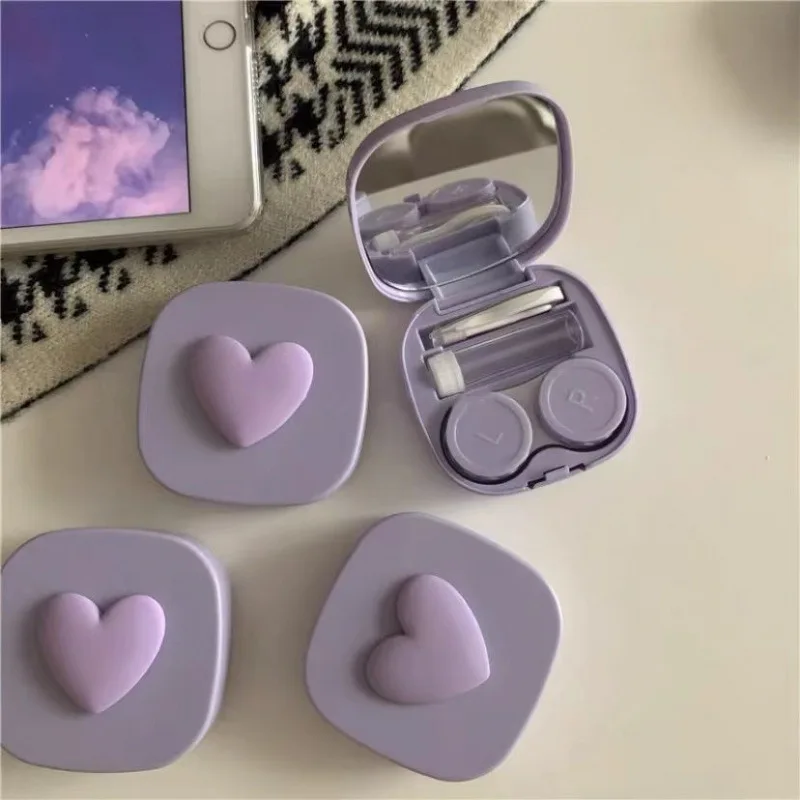 Travel Accessories Kit For Women - Purple Heart Contact Lens Case Box