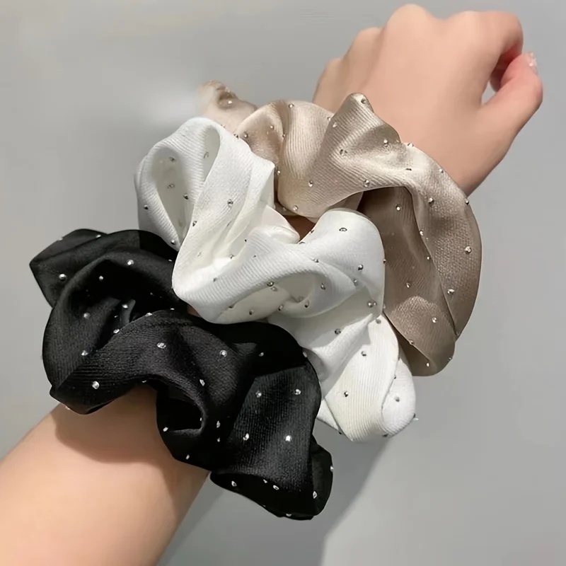 Travel Accessories Comfort - 1/3PCS Satin Scrunchies With Rhinestones Decor
