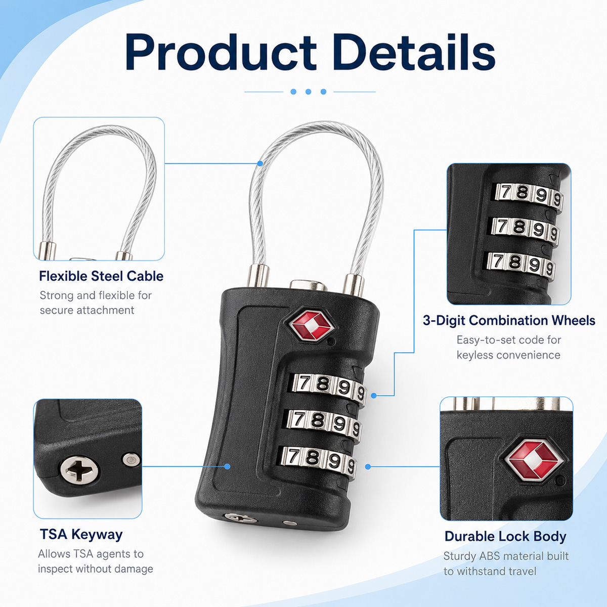 TSA Approved Luggage Lock 3 Di - đánh giá và giá Travel Lock Tsa Approved