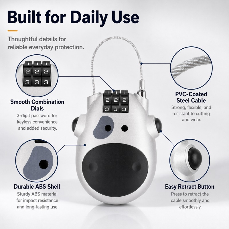 Mini Cow Combination Cable Loc - đánh giá và giá Travel Lock Tsa Approved