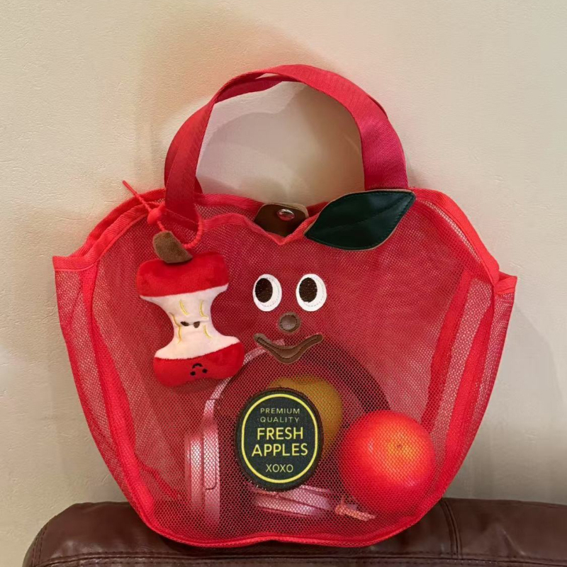 Cute Apple Mesh Handbag Niche  - đánh giá và giá Travel Accessories Toiletry Bag