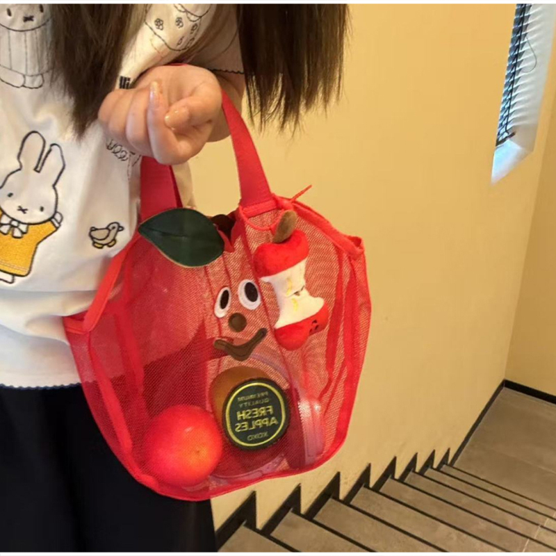 Cute Apple Mesh Handbag Niche  - đánh giá và giá Travel Accessories Toiletry Bag